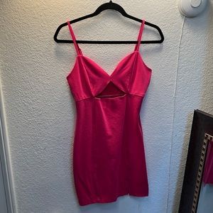 Pink Dress - small slit on left bottom. Cutout in the front.